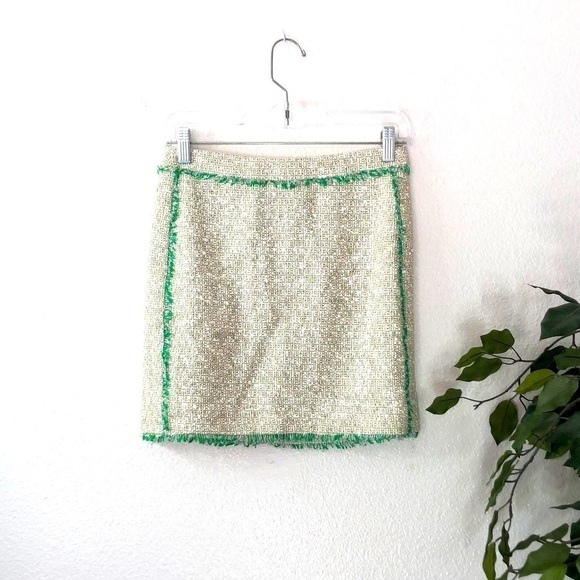 J. Crew Knit Skirt With Green Fringe - Picture 1 of 7
